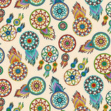 Cotton Fabric Beaded Dream Catcher #537 Cream - Half Yard