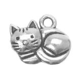 Cat Metal Charm 12x14mm 5/pk