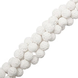 Lava Rock White Beads 8mm Round (Natural/Bleached) 15-16" Strand