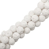 Lava Rock White Beads 10mm Round (NaturalBleached) 15-16" Strand