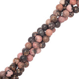 Rhodonite Beads 6mm Round (Natural) 15-16" Strand