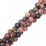 Rhodonite Beads 8mm Round (Natural) 15-16" Strand