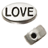 Metal Oval "Love" Beads 6x10mm Antique Silver 10/pk