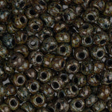 8/0 Perles de Rocailles Tchèques #1723V Travertin Noir 22g