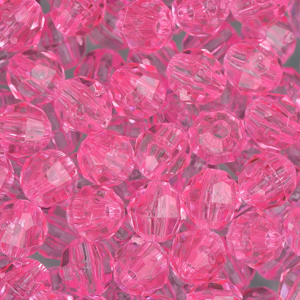 6mm Plastic Facetted Beads 1080/pk - Pink
