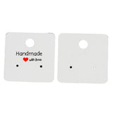 Earring Cards 1 5/8" "Handmade with Love" 100/pk
