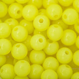 Round Plastic Beads 6mm Opaque Neon Yellow 100/pk