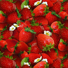 #155 Strawberries Red 100% Cotton - Price Per Half Yard