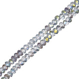 Crystal Lane Rondelle 1.5x2.5mm Tr Rose Green Luster 2x7" Strands