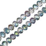 Crystal Lane Rondelle 3x4mm Tr Rose Green Luster 2x7" Strand