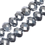 Crystal Lane Rondelle 6x8mm Opaque Silver Iris 2x7" Strand