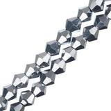 Crystal Lane Bicone 4mm Opaque Silver Iris 2x7" Strand