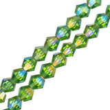 Crystal Lane Bicone 4mm Transparent Green AB 2x7" Strand