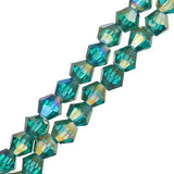 Crystal Lane Bicone 4mm Tr Dark Green AB 2x7" Strand