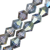 Crystal Lane Bicone 6mm Tr Rose Green Luster 2x7" Strand