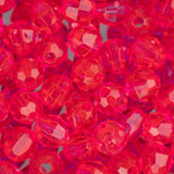 Faceted Plastic Beads 6mm Transparent Hot Pink 1080/pk
