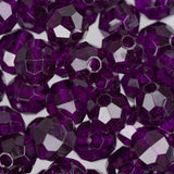 Faceted Plastic Beads 8mm Transparent Dark Amethyst 900/pk