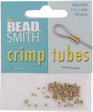 1.5mm Crimp Tubes Gold Plate 100/pk