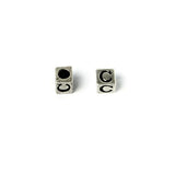 Metal Cube "C" Bead 7mm Antique Silver (Each)