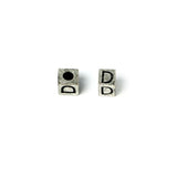 Metal Cube "D" Bead 7mm Antique Silver (Each)