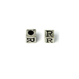 Metal Cube "R" Bead 7mm Antique Silver (Each)