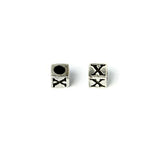 Metal Cube "X" Bead 7mm Antique Silver (Each)