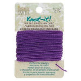 Knot It 1mm Waxed Brazilian Cord Neon Purple 15yd