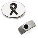 Metal Oval Ribbon Bead 8x11mm Antique Silver (Each)