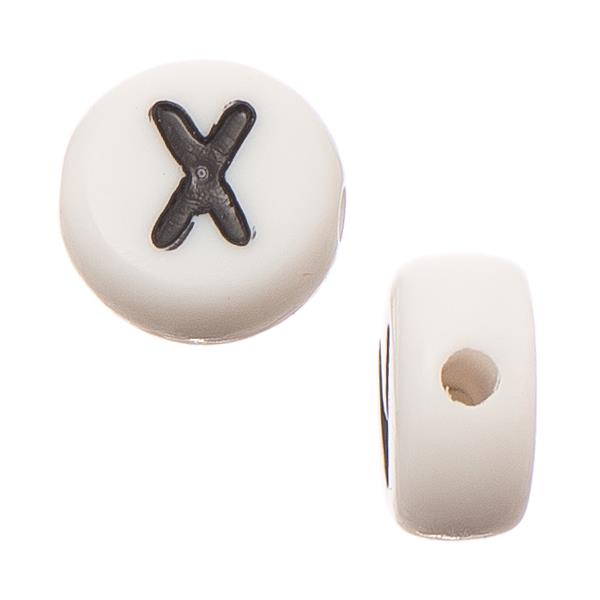 6mm Flat Round Letter "X" Beads 12/pk