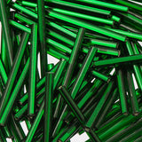 30mm Czech Bugle Beads Silver Lined Green 25g Bag