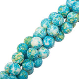 Ocean White Jade Beads 10mm Round (Synthetic/Dyed) 15-16" Strand