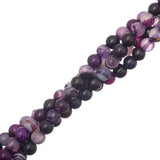Striped Agate Purple Beads 6mm Round (Natural/Dyed) 15-16" Strand