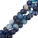 Striped Agate Blue Beads 10mm Round (Natural/Dyed) 15-16" Strand
