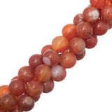 Striped Agate Orange Beads 10mm Round (Natural/Dyed) 15-16" Strand