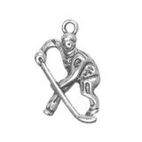 Hockey Player Metal Pendant 25x16mm 5/pk