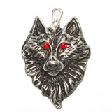 Wolf Head Pendant 1 3/8 Inch with Red Eyes 1/pk