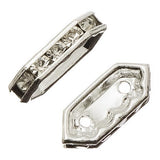 Rhinestone Spacer Bars 2-Hole Silver 10/pk