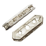 Rhinestone Spacer Bars 3-Hole Silver 10/pk