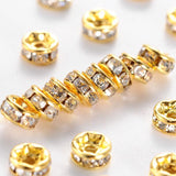 Rhinestone Spacers 8mm Gold / Crystal 100/pk