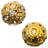 Rhinestone Beads 10mm Gold & Crystal 10/pk