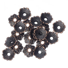 Bead Caps Fluted Flower 8mm Antique Copper 20/pk