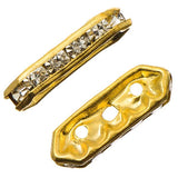 Rhinestone Spacer Bars 3-Hole Gold 10/pk