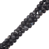 Striped Agate Black Beads 6mm Round Grade A (Natural/Dyed) 15-16" Strand