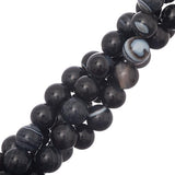 Striped Agate Black Beads 10mm Round Grade A (Natural/Dyed) 15-16" Strand