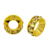 Rhinestone Spacers 10mm Gold / Jonquil 10/pk
