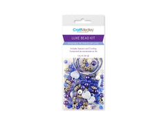 Blue Luxe bead kit in hanging retail pack with blue beads, spacers and cording