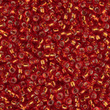 15/0 Miyuki Seed Beads #0010 Silver Lined Flame Red 22g