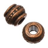 Metal Barrel Beads 9mm Antique Copper 10/pk