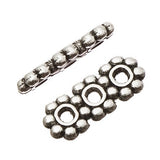 Metal Spacer Bars 3-Hole Antique Silver 50/pk