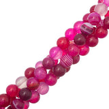 Striped Agate Fuchsia Beads 8mm Round (Natural/Dyed) 15-16" Strand